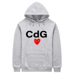 CDG Heart Front Print Hoodie Red
