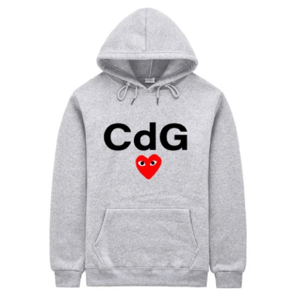 CDG Heart Front Print Hoodie Red
