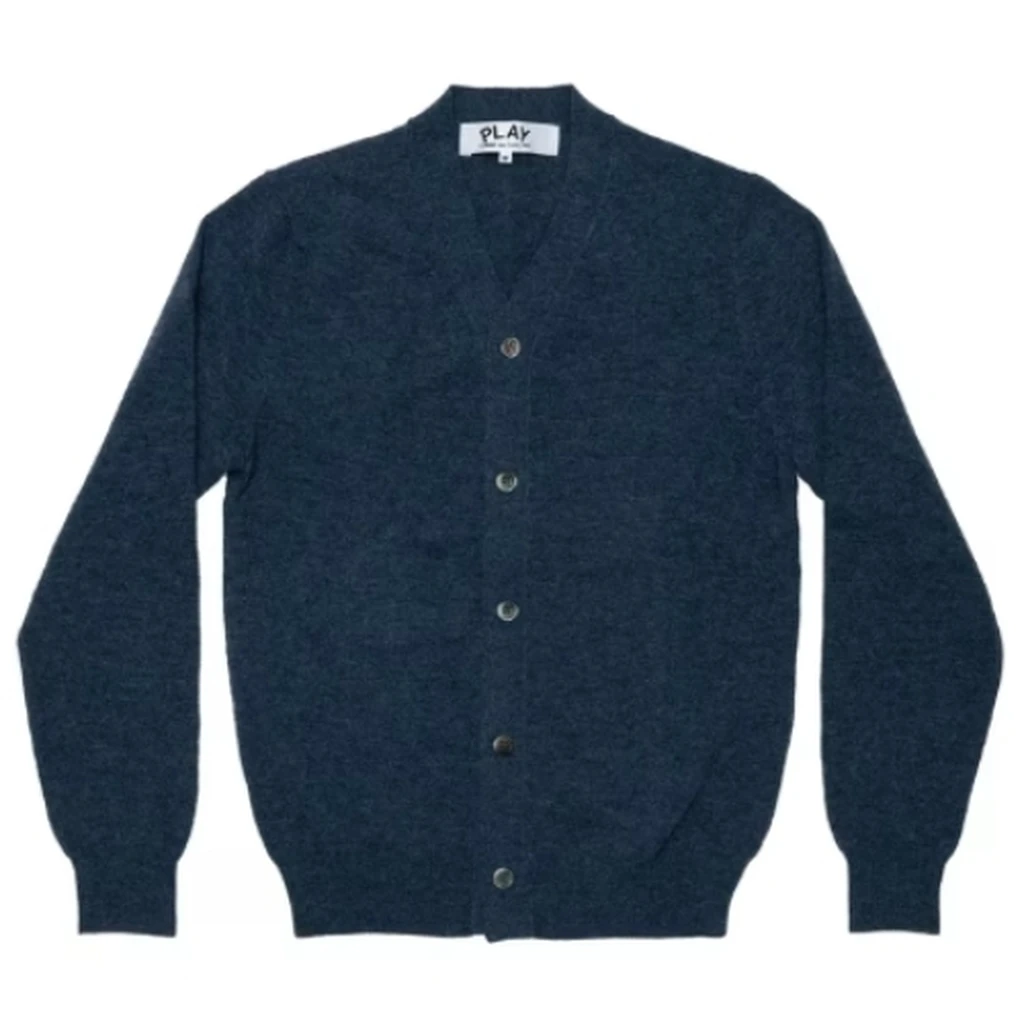 CDG Hombre Lana Cuello V Cardigan Azul Marino