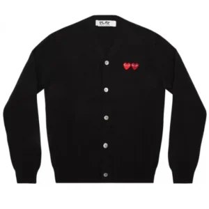 CDG PLAY Doble Corazon Negro Cardigan