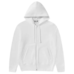 CDG Play Reverse Heart Zip Hoodie Red White