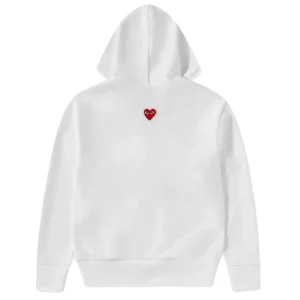 CDG Play Reverse Heart Zip Hoodie Red White