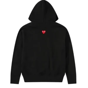 CDG Play Reverse Heart Zip Hoodie Red Black