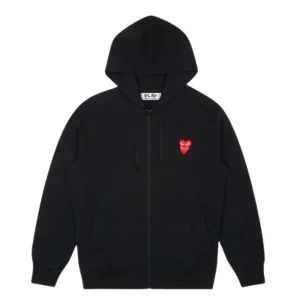CDG Play Zip Red Hoodie With Family Heart