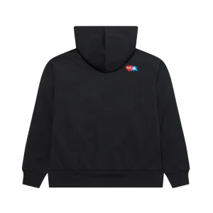 CDG Play Zip Hoodie Black Red Invader Heart & Emblem Blue