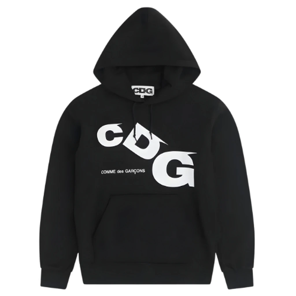 CDG Hoodie Black White Printed Logo