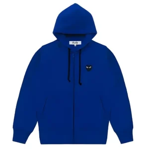 CDG Zip Hoodie Blue With Large Heart