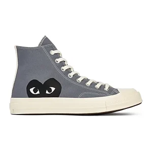 Cdg Converse Negro Corazon Gris Bota Alta Look