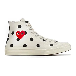 Cdg Converse Rojo Corazon Lunares Tenis High Blanco Design