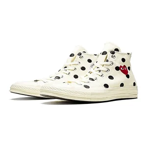 Cdg Converse Rojo Corazon Lunares Tenis High Blanco Look