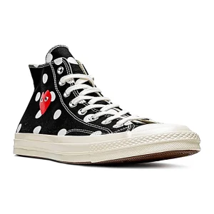 Cdg Converse Rojo Corazon Lunares Tenis High Negro Edition