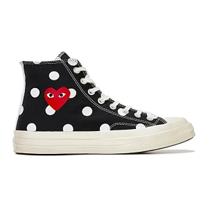 Cdg Converse Rojo Corazon Lunares Tenis High Negro Tenis