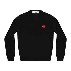 Cdg Cuello V Sueter Rojo Emblema Negro
