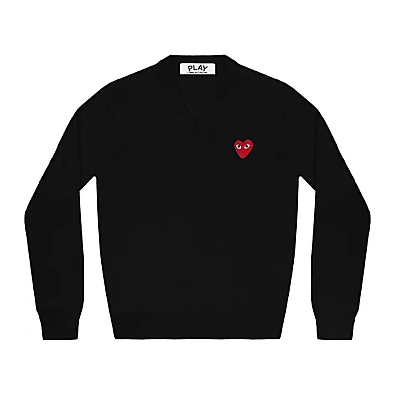 Cdg Cuello V Sueter Rojo Emblema Negro