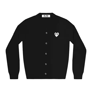 Cdg Hombre Cardigan Blanco Corazon Negro