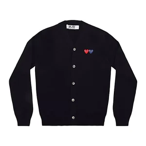 Cdg Hombre Cardigan Con Doble Emblema Azul Marino Design