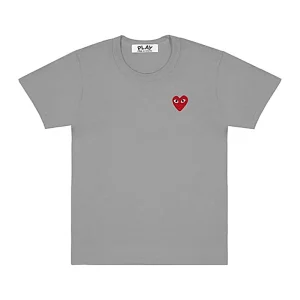 Cdg Play Basic Coloured T Playera Rojo Emblem Gris Trend