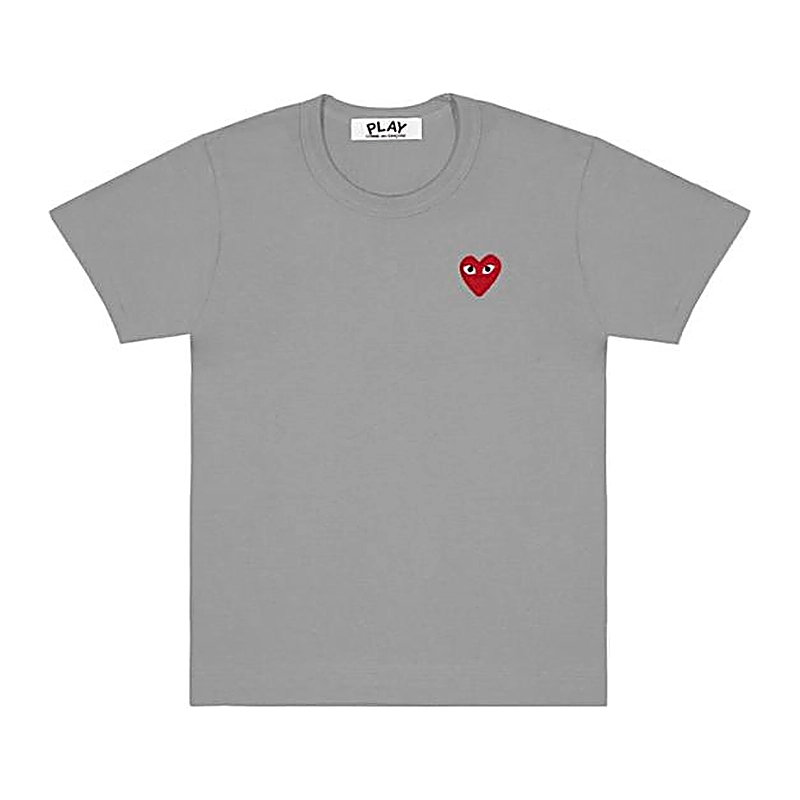 Cdg Play Basic Coloured T Playera Rojo Emblem Gris Trend