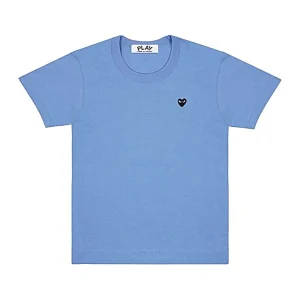 Cdg Play Basic Coloured T Playera Small Negro Emblem Azul Apparel