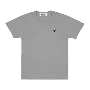 Cdg Play Basic Coloured T Playera Small Negro Emblem Gris Release