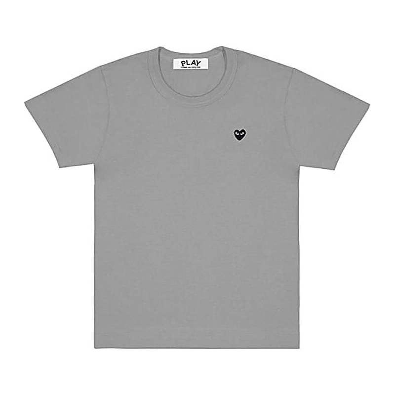 Cdg Play Basic Coloured T Playera Small Negro Emblem Gris Release