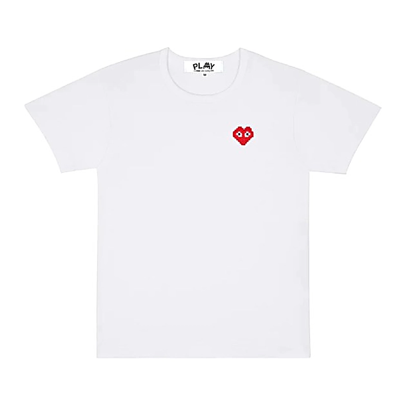 Cdg Play Basic Invaders T Playera Rojo Emblem Blanco Look
