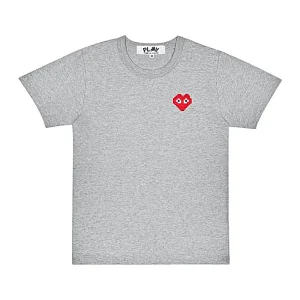 Cdg Play Basic Invaders T Playera Rojo Emblem Gris Design