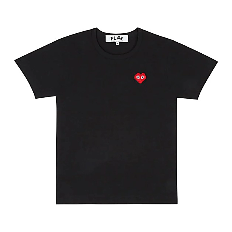 Cdg Play Basic Invaders T Playera Rojo Emblem Negro Edition