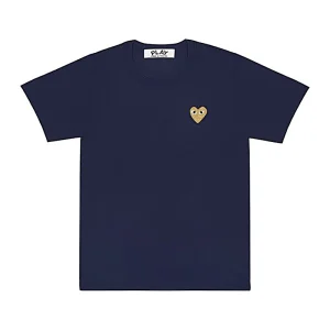 Cdg Play Basic T Playera Gold Emblem Azul Marino Look