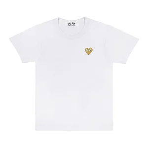 Cdg Play Basic T Playera Gold Emblem Blanco Collection