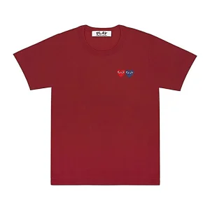 Cdg Play Basic T Playera Two Emblems Burgundy Wear