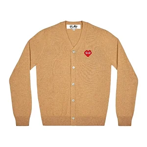 Cdg Play Cardigan Invader Emblema Beige