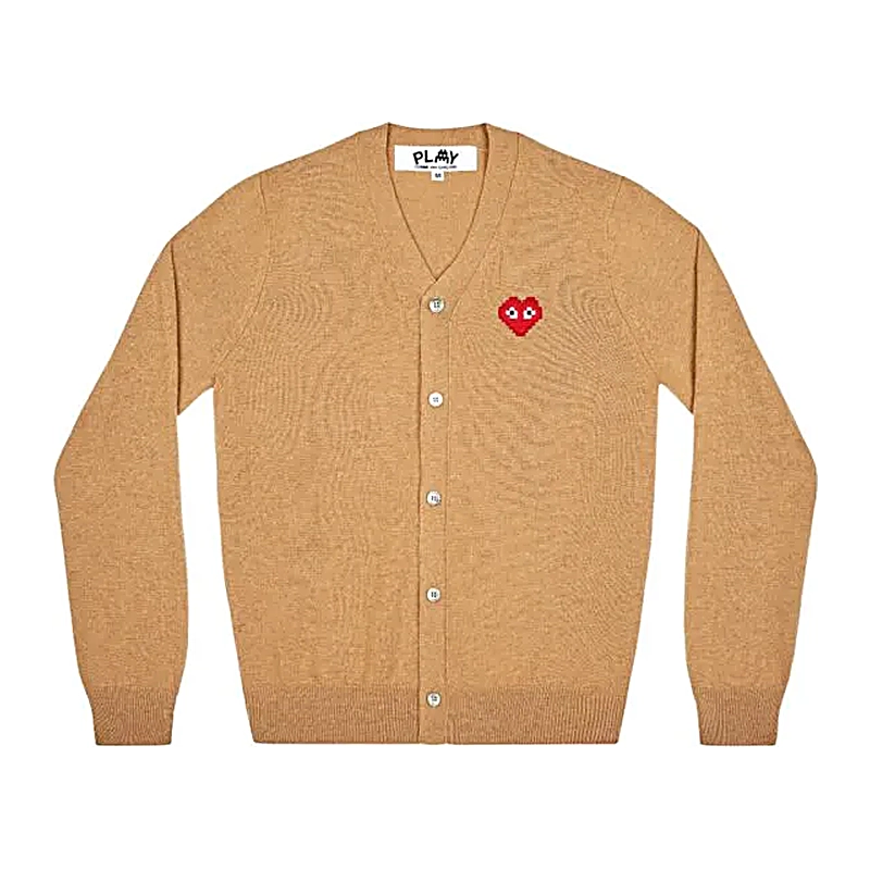 Cdg Play Cardigan Invader Emblema Beige