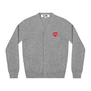 Cdg Play Cardigan Invader Emblema Gris