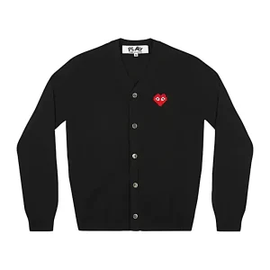 Cdg Play Cardigan Invader Emblema Negro