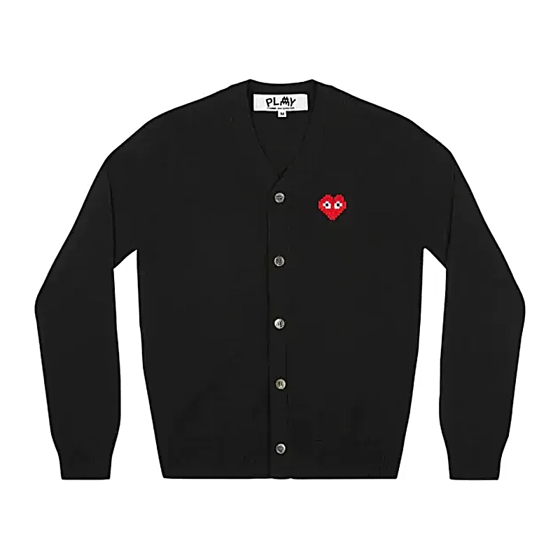 Cdg Play Cardigan Invader Emblema Negro