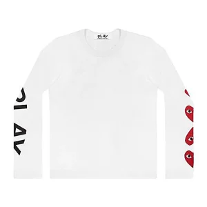 Cdg Play Corazon Manga Larga Blanco Look