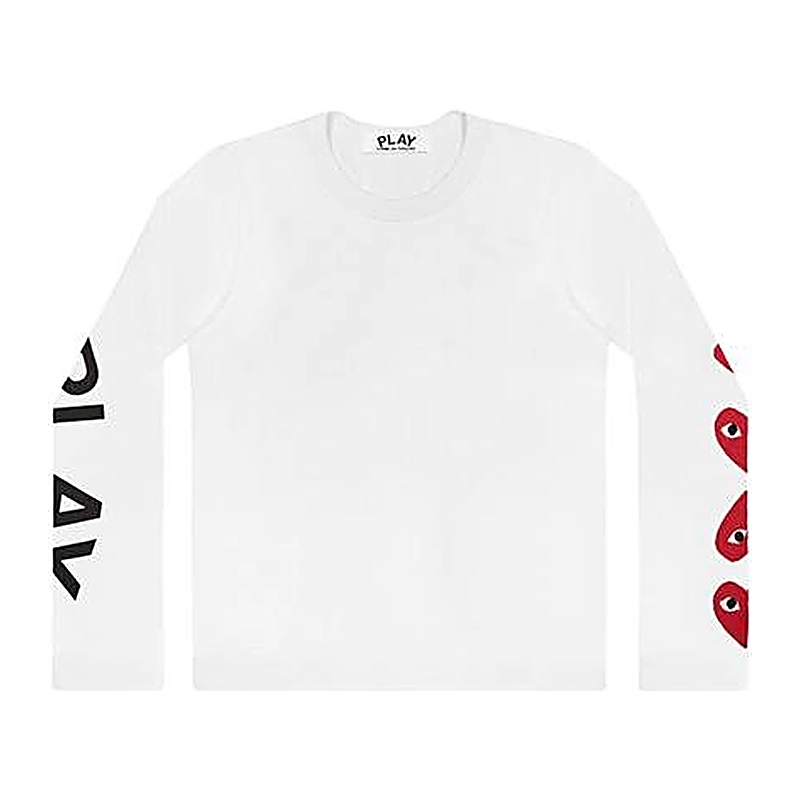 Cdg Play Corazon Manga Larga Blanco Look