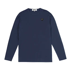 Cdg Play Manga Larga Overlapping Corazon Blanco Azul Wear