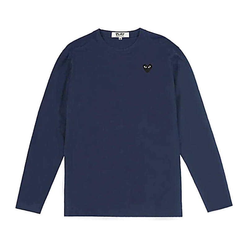 Cdg Play Manga Larga Overlapping Corazon Blanco Azul Wear