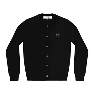 Cdg Play Mujer Cardigan Negro Emblema Negro
