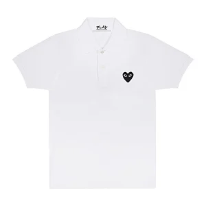 Cdg Play Polo Negro Emblem Blanco Look