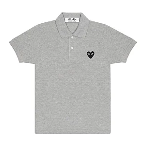 Cdg Play Polo Negro Emblem Gris Design