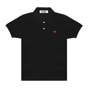 Cdg Play Polo Playera Small Rojo Emblem Negro Design