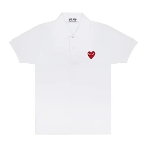 Cdg Play Polo Rojo Emblem Blanco Trend