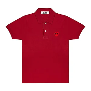 Cdg Play Polo Rojo Emblem Burgundy Fit