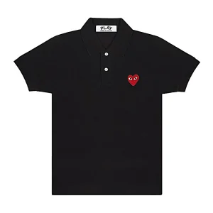 Cdg Play Polo Rojo Emblem Negro Collection
