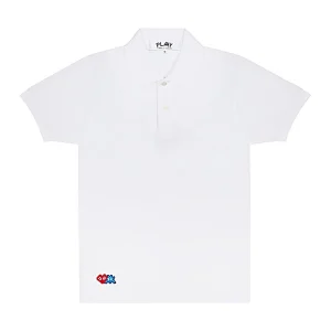 Cdg Play Polo Rojo Invader Corazon Azul Emblem Blanco Edition