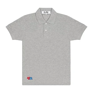 Cdg Play Polo Rojo Invader Corazon Azul Emblem Gris Release