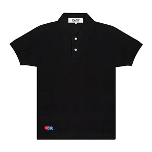 Cdg Play Polo Rojo Invader Corazon Azul Emblem Negro Apparel